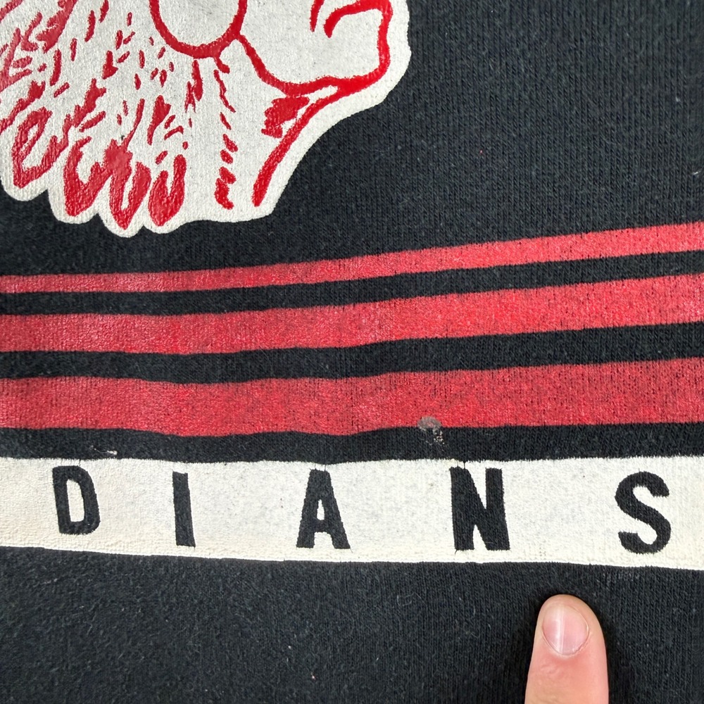 Vintage Indiants Sweatshirt Mens XL Black Mingo 80s Made USA Raglan Native Tribe - Picture 6 of 9